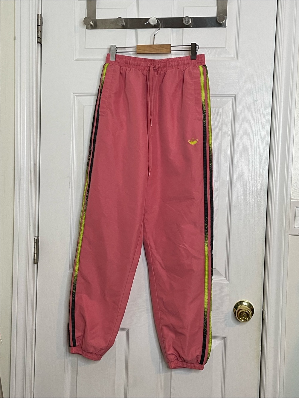 Adidas Pink Activewear Track Pants with Side Stripe Size S